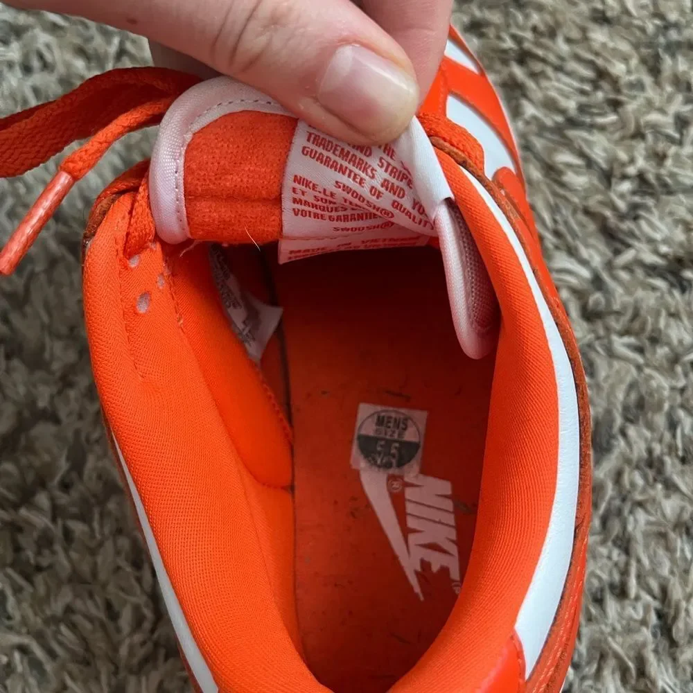 Nike dunks low Syracuse orange size 5.5y or 7w